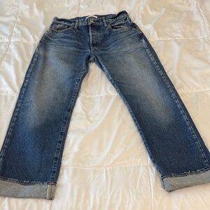 Moussy Vintage SAAB Relaxed Fit Button Fly Blue Jeans Sz 26